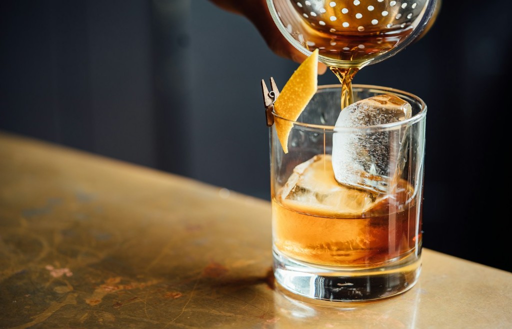 A cocktail poured at Dolvic Lounge